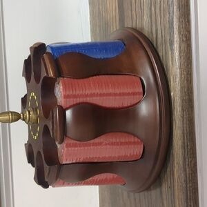 Wooden Poker Chip Carousel with Red, White and Blue Chips